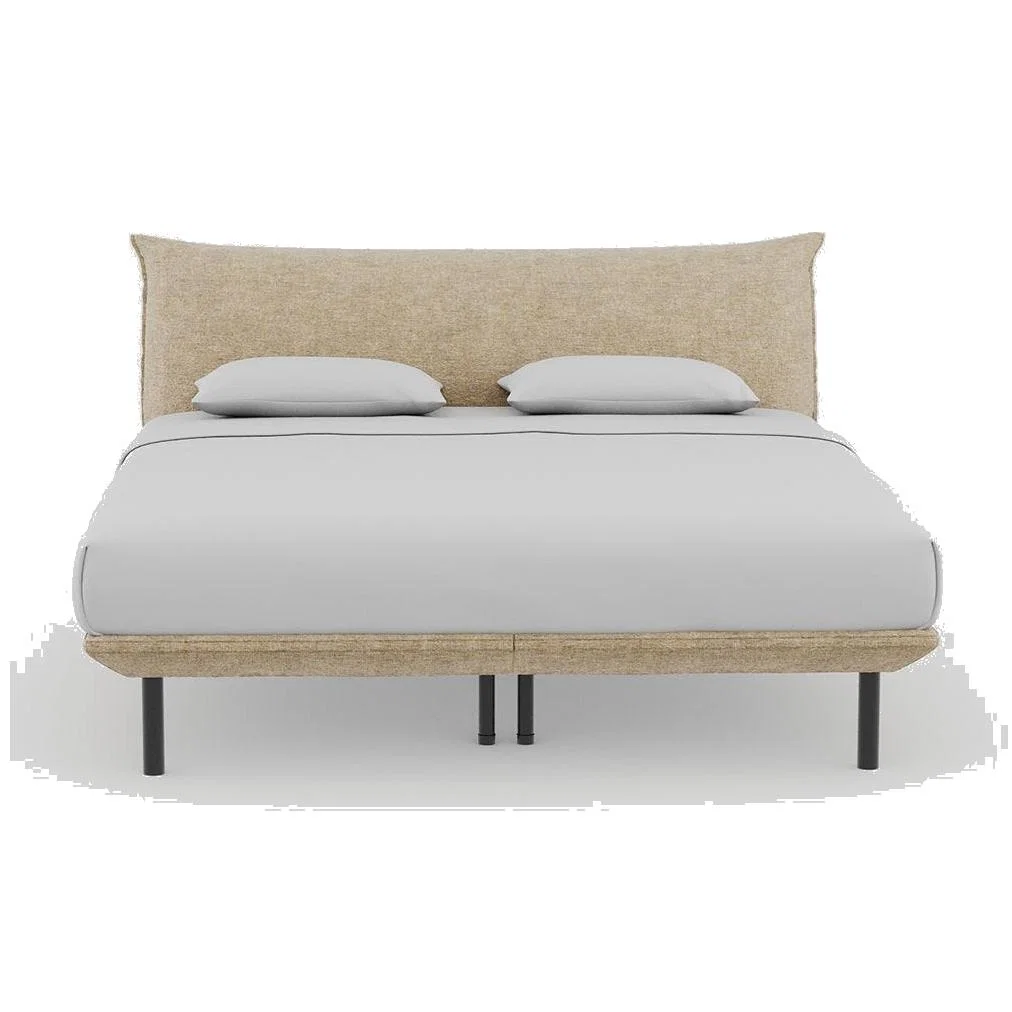 Heal's Aria Bed Super King Nova Velluto Almond Box Sprung Black Feet