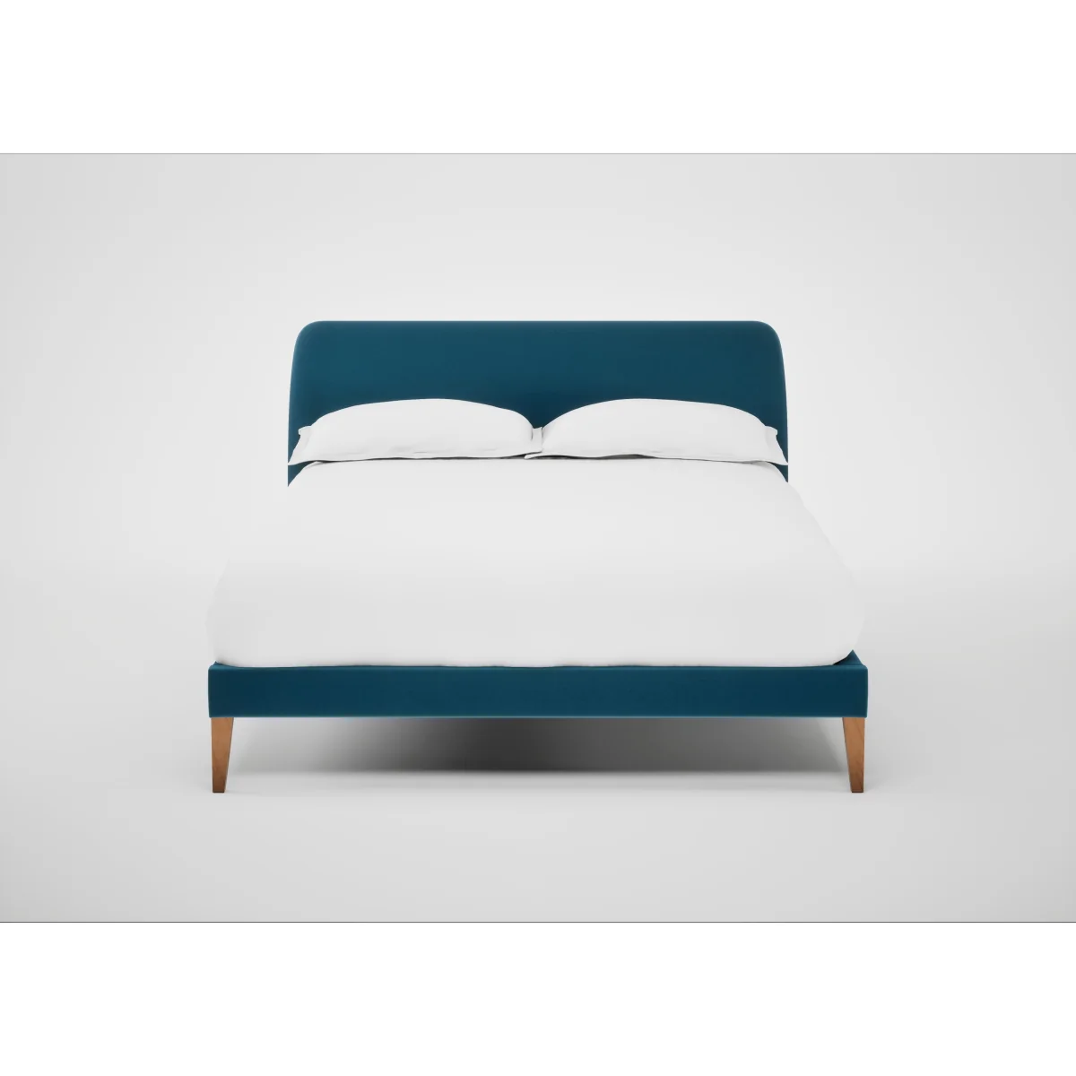 Heal's Wallis Bed Double Smart Velvet Ocean Natural Oak Feet – image 2