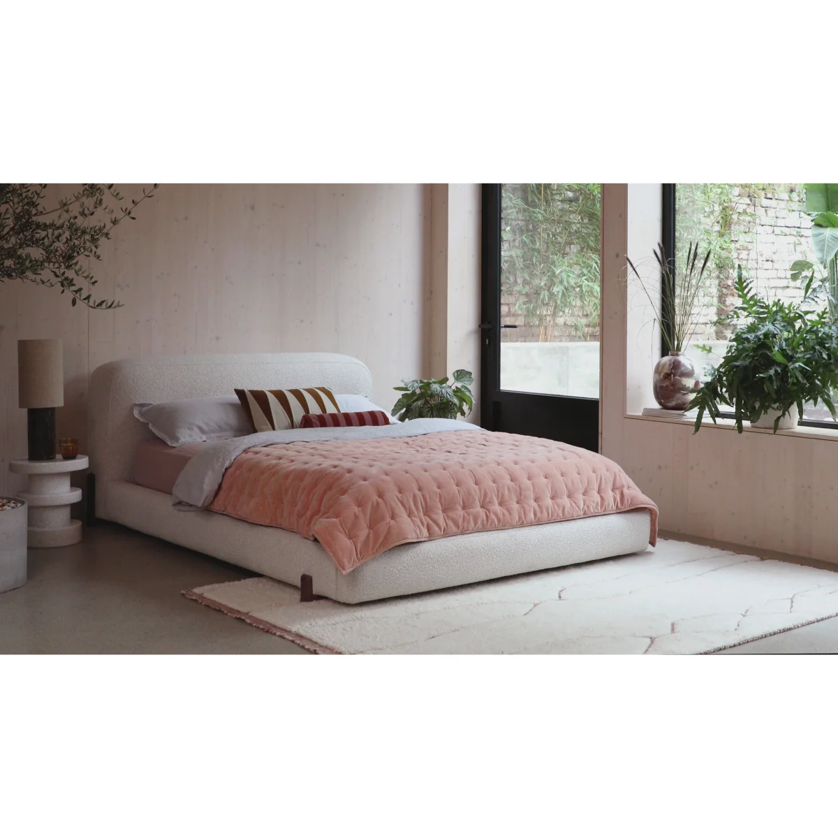 Heal's Nuvola King Bed Broad Weave Pebble Walnut Stained Oak Feet – image 6