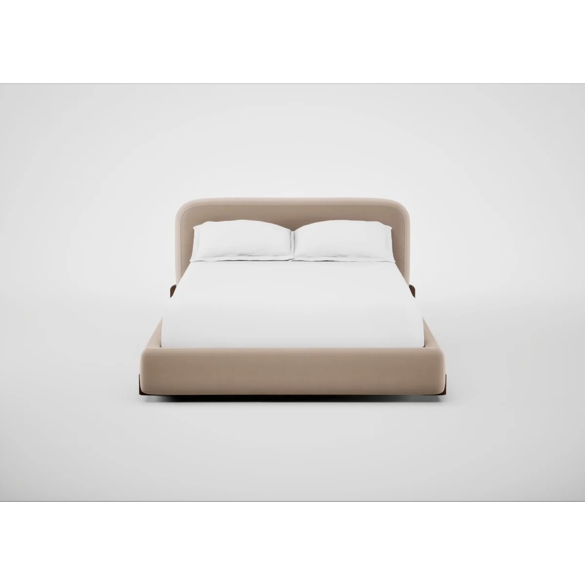 Heal's Nuvola Double Bed Smart Velvet Pebble Walnut Stained Oak Feet – image 2