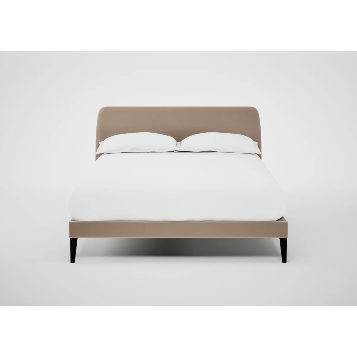 Heal's Wallis Bed Double Smart Velvet Pebble Black Painted Oak Feet – image 2