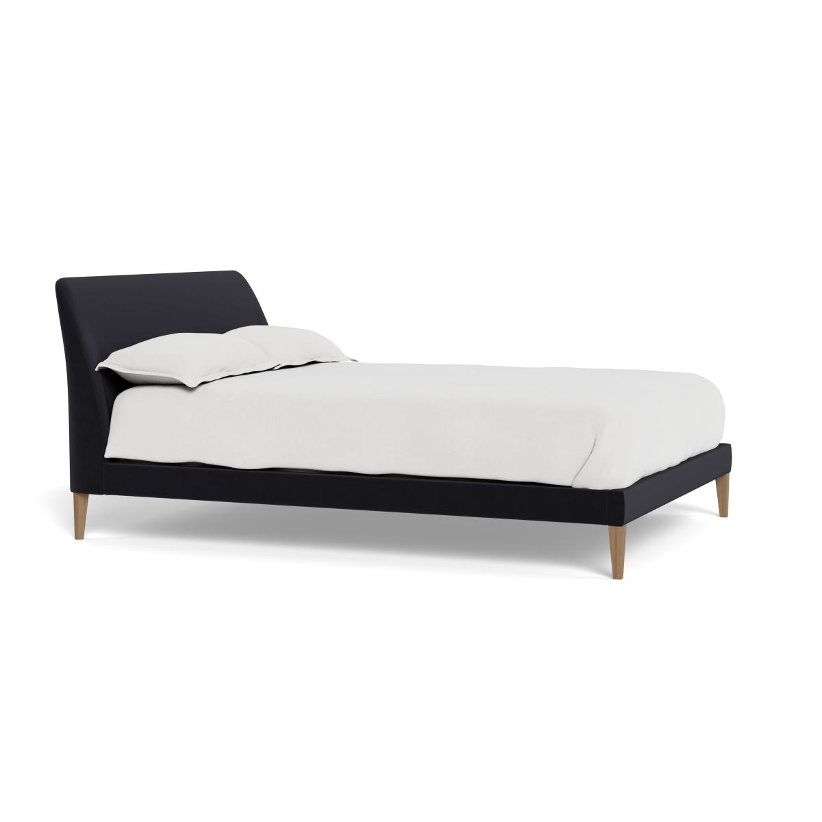 Heal's Wallis Double Bed Velvet Black Stained Oak Feet – image 2