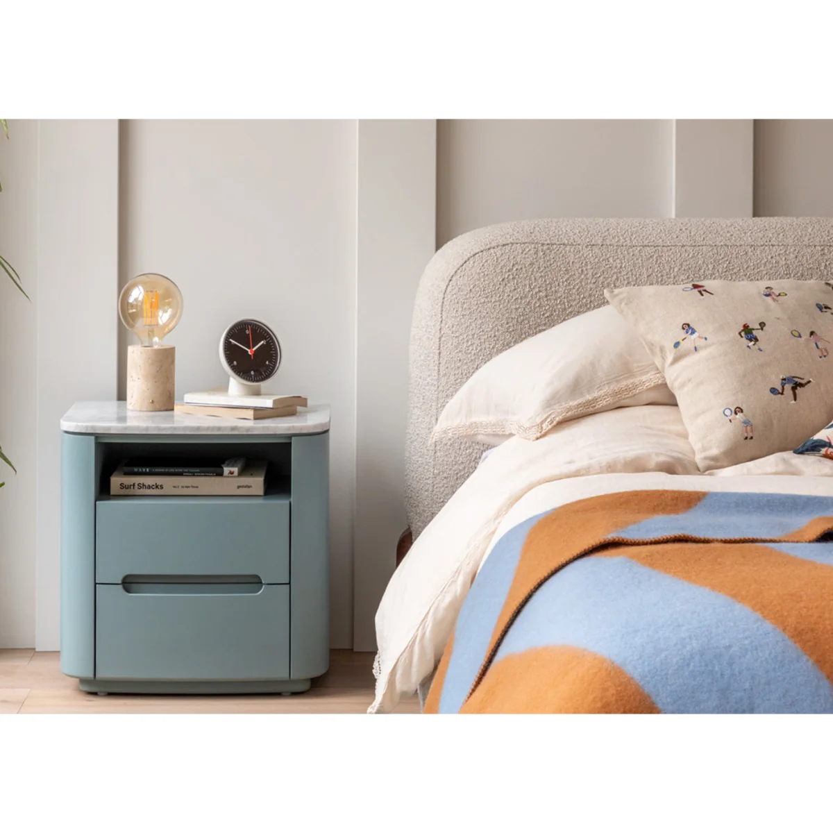 Heal's Nuvola King Bed Brushed Cotton Pine Natural Oak Feet – image 3