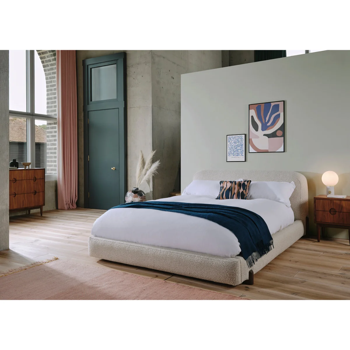 Heal's Nuvola King Bed Brushed Cotton Pine Natural Oak Feet – image 4