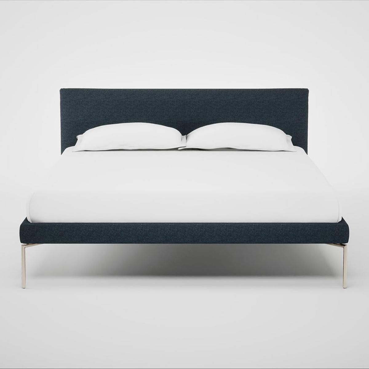 Heal's Matera Bed King Siena Cotton Deep Sea Stainless Steel Foot – image 1