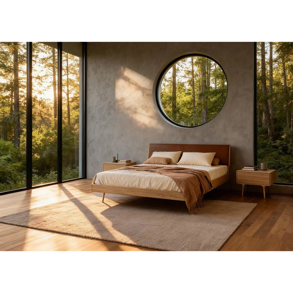 Gazzda Fawn Bed White Oiled Oak Dakar Leather Whiskey Super King – image 2