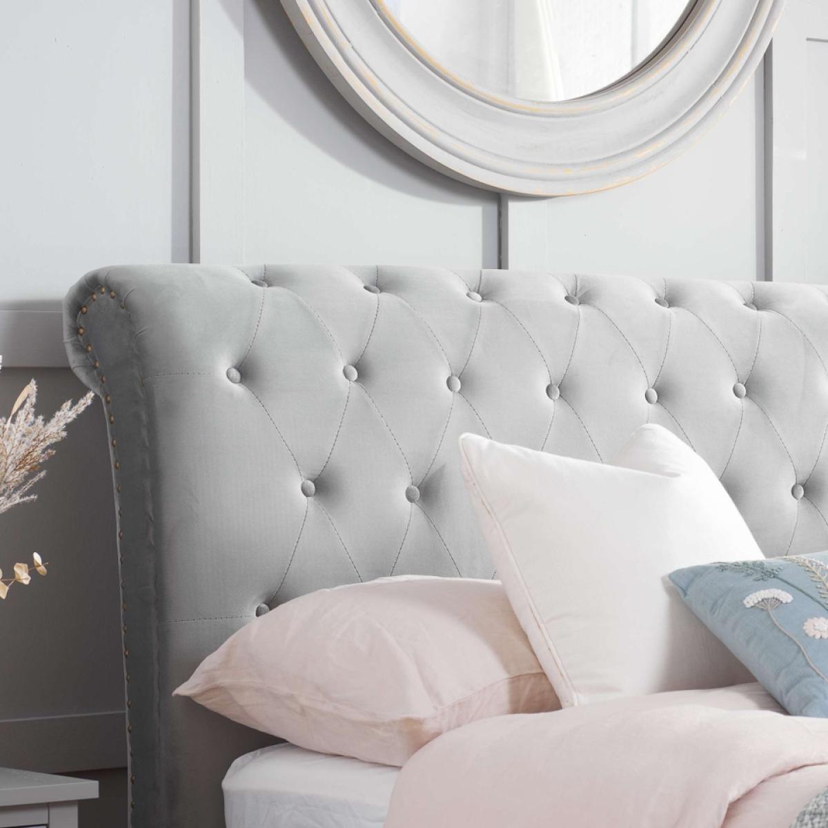 Opulence Velvet Super King Sleigh Bed Frame - Grey – image 3