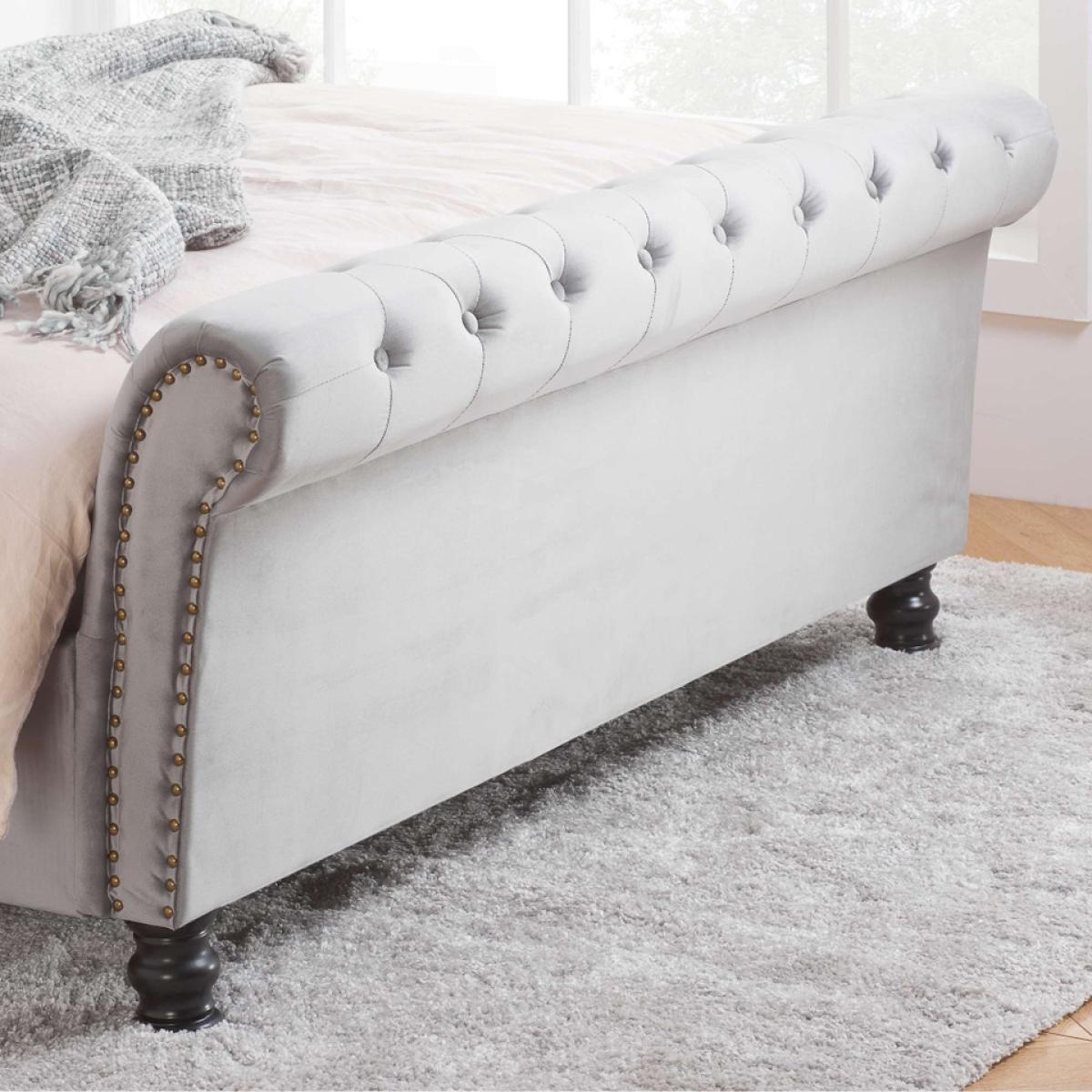 Opulence Velvet Super King Sleigh Bed Frame - Grey – image 5