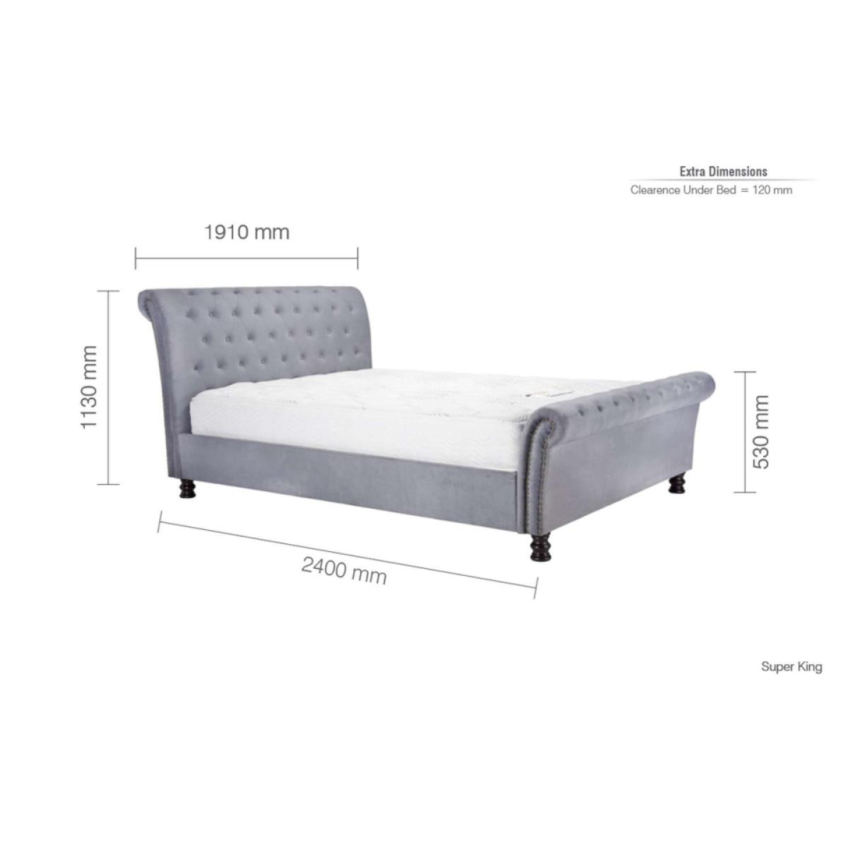 Opulence Velvet Super King Sleigh Bed Frame - Grey – image 8
