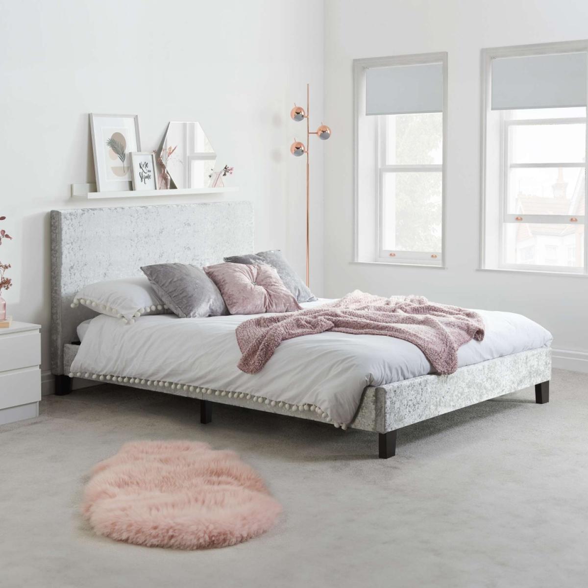 Bradwell Crushed Velvet King Bed Frame - Steel – image 2