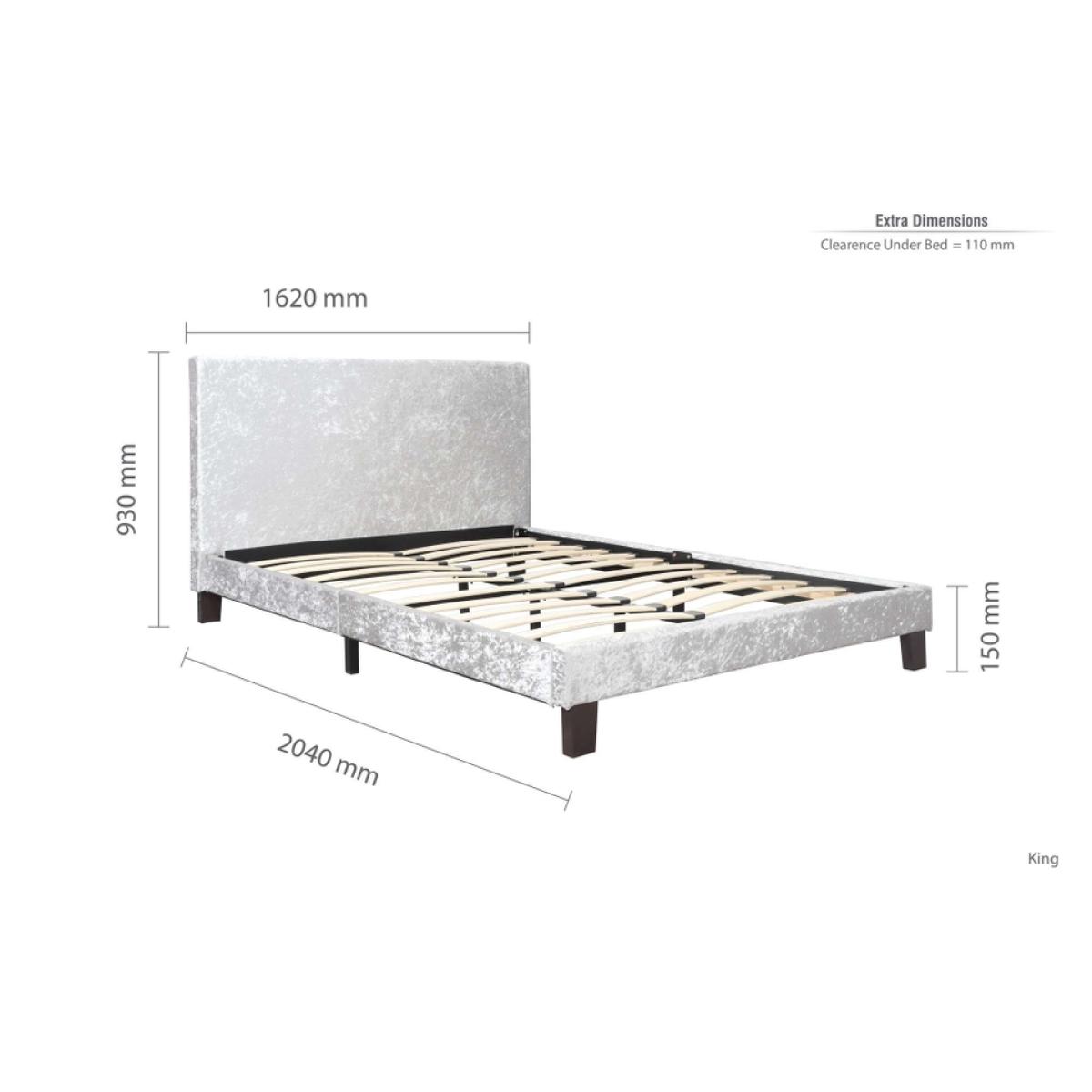 Bradwell Crushed Velvet King Bed Frame - Steel – image 7