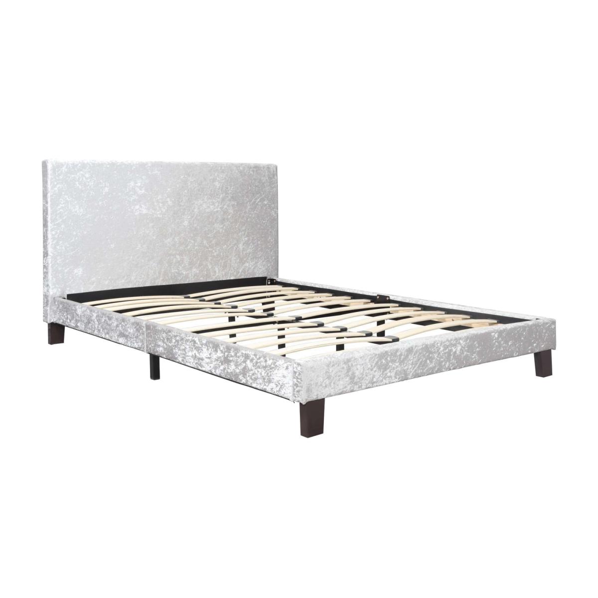 Bradwell Crushed Velvet King Bed Frame - Steel – image 1