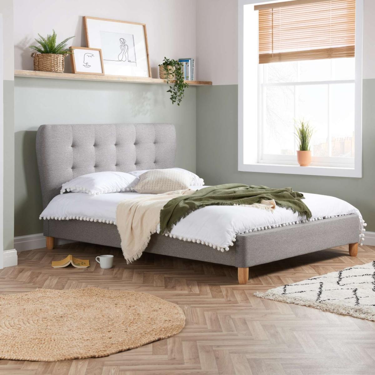 Stockholm Button Headboard King Bed Frame - Grey – image 2