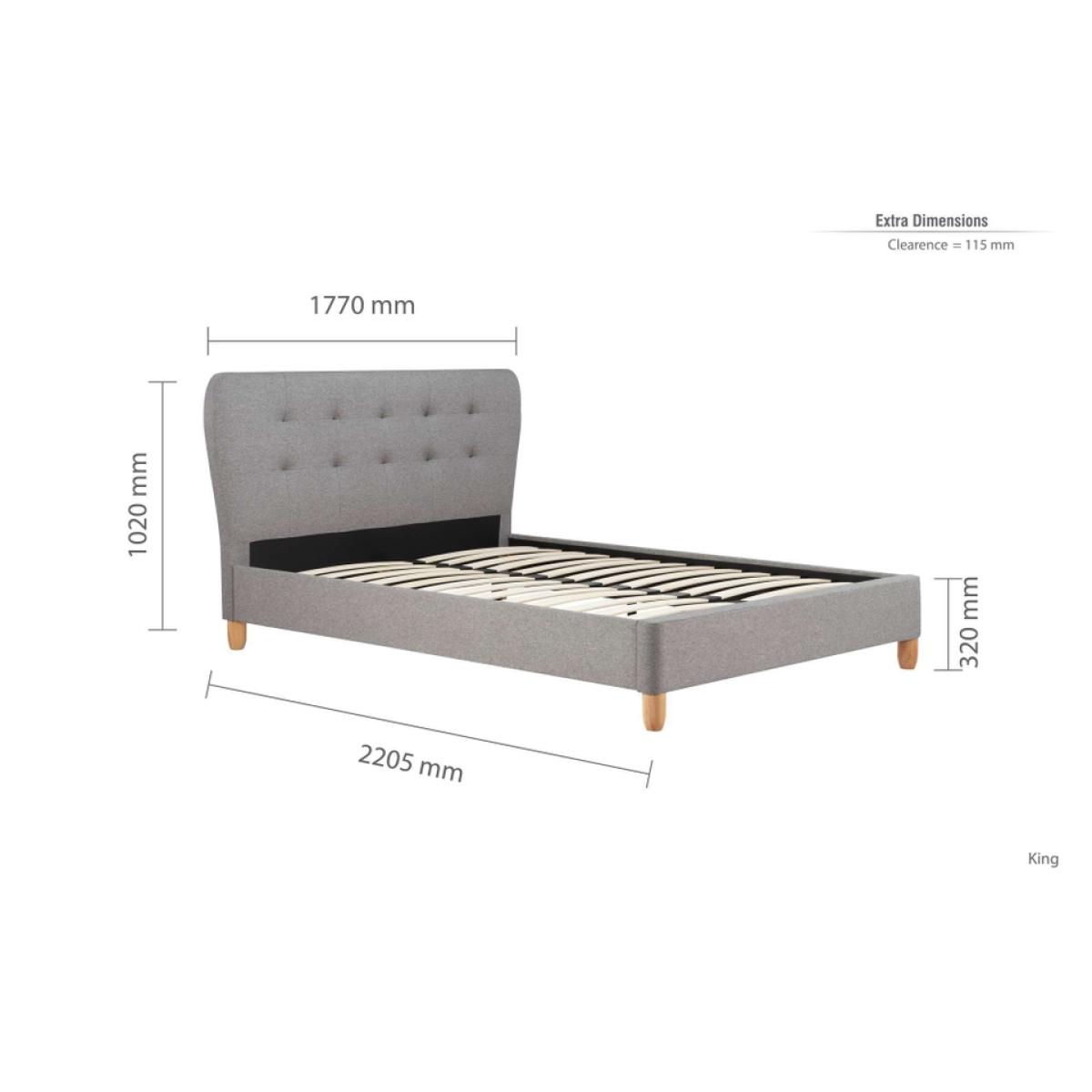 Stockholm Button Headboard King Bed Frame - Grey – image 6