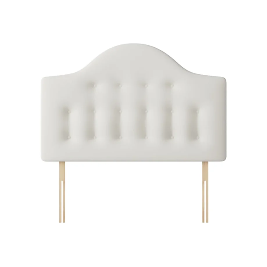 Victor - Super King Size - Buttoned Headboard - White - Fabric - 6ft - Happy Beds