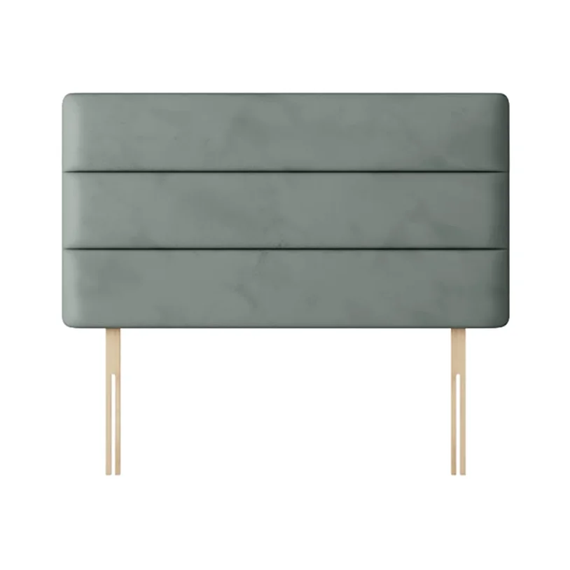 Cornell - Double - Lined Headboard - Light Grey - Velvet - 4ft6 - Happy Beds