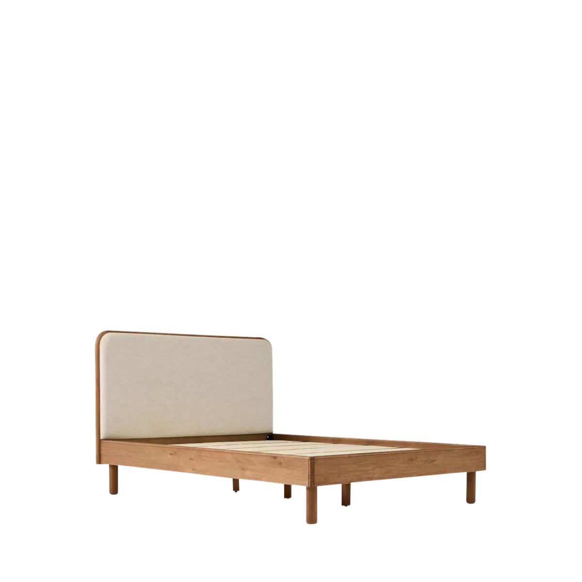 west elm Miles Wood & Upholstered Bed Frame, King Size, Twill Sand Toasted Oak – image 6