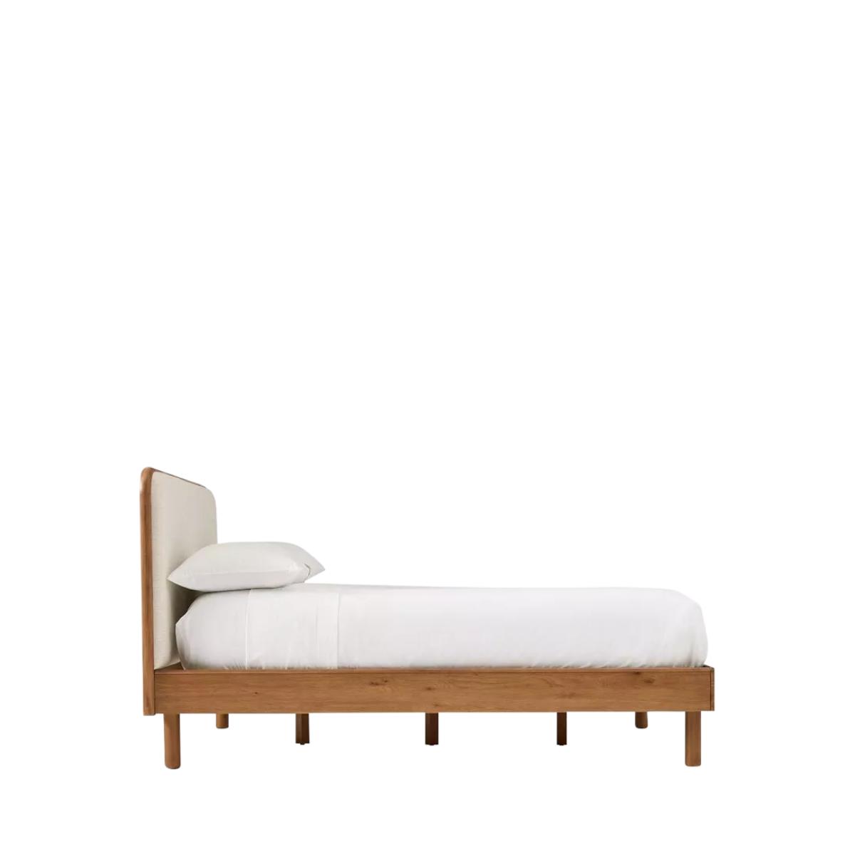 west elm Miles Wood & Upholstered Bed Frame, King Size, Twill Sand Toasted Oak – image 8
