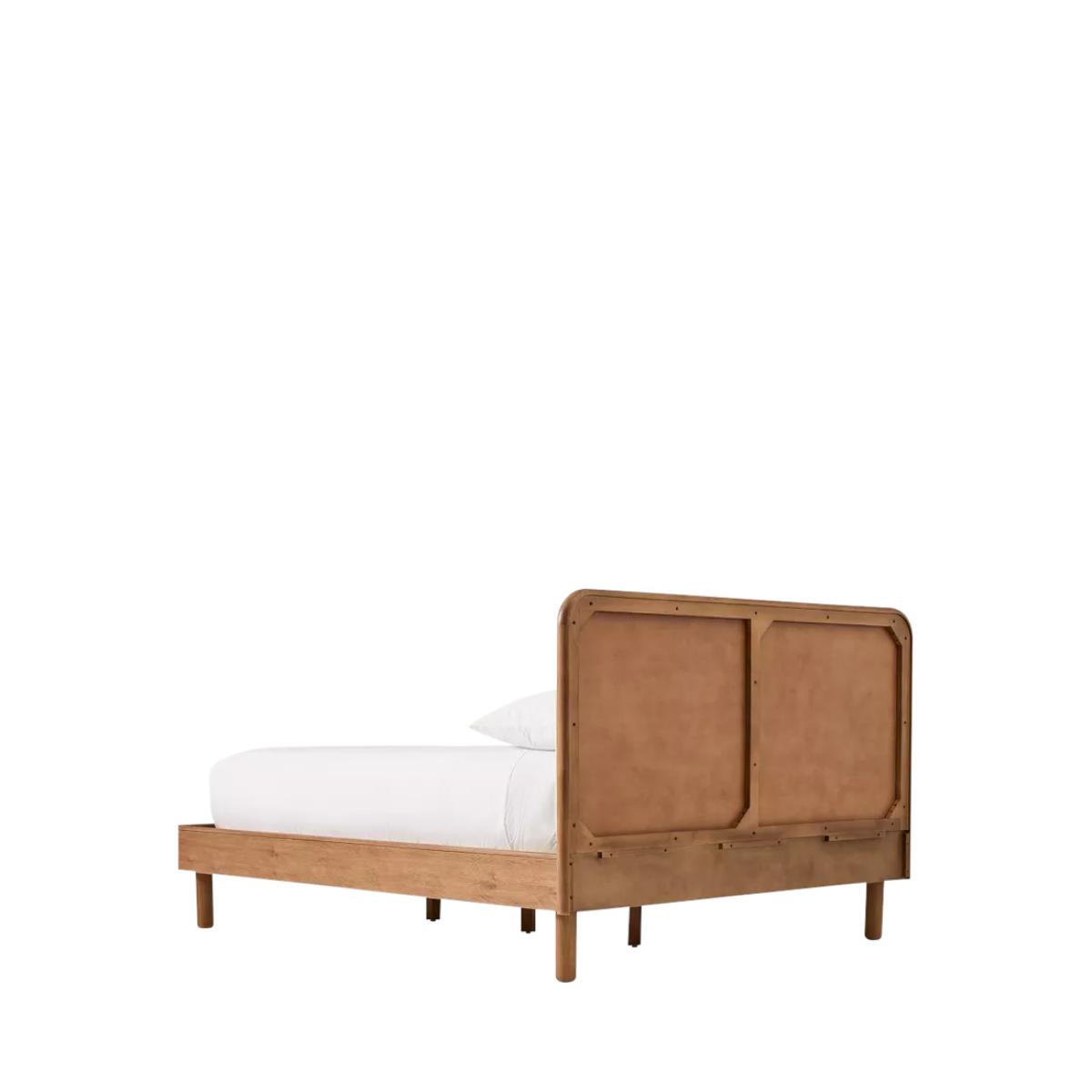 west elm Miles Wood & Upholstered Bed Frame, King Size, Twill Sand Toasted Oak – image 9