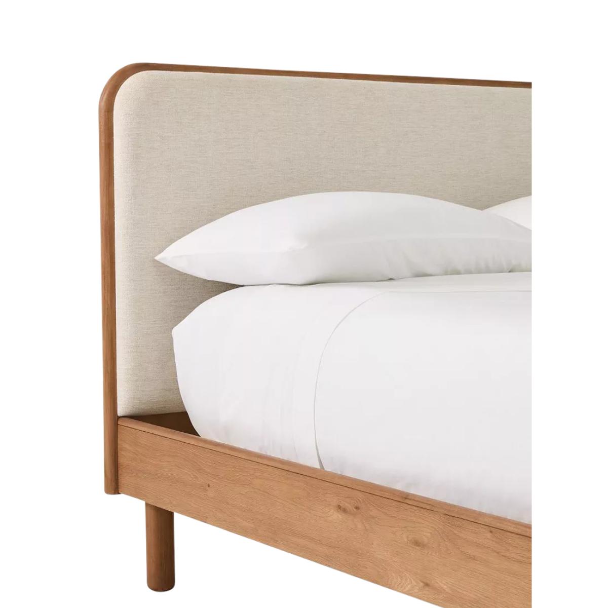 west elm Miles Wood & Upholstered Bed Frame, King Size, Twill Sand Toasted Oak – image 10