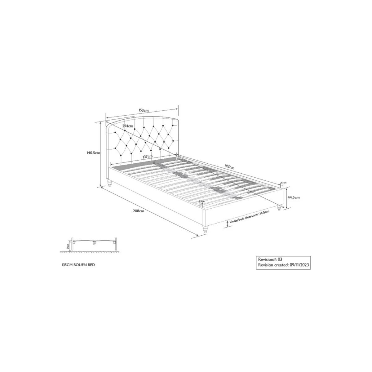 John Lewis Rouen Upholstered Bed Frame, Double, Cotton Effect Beige – image 6