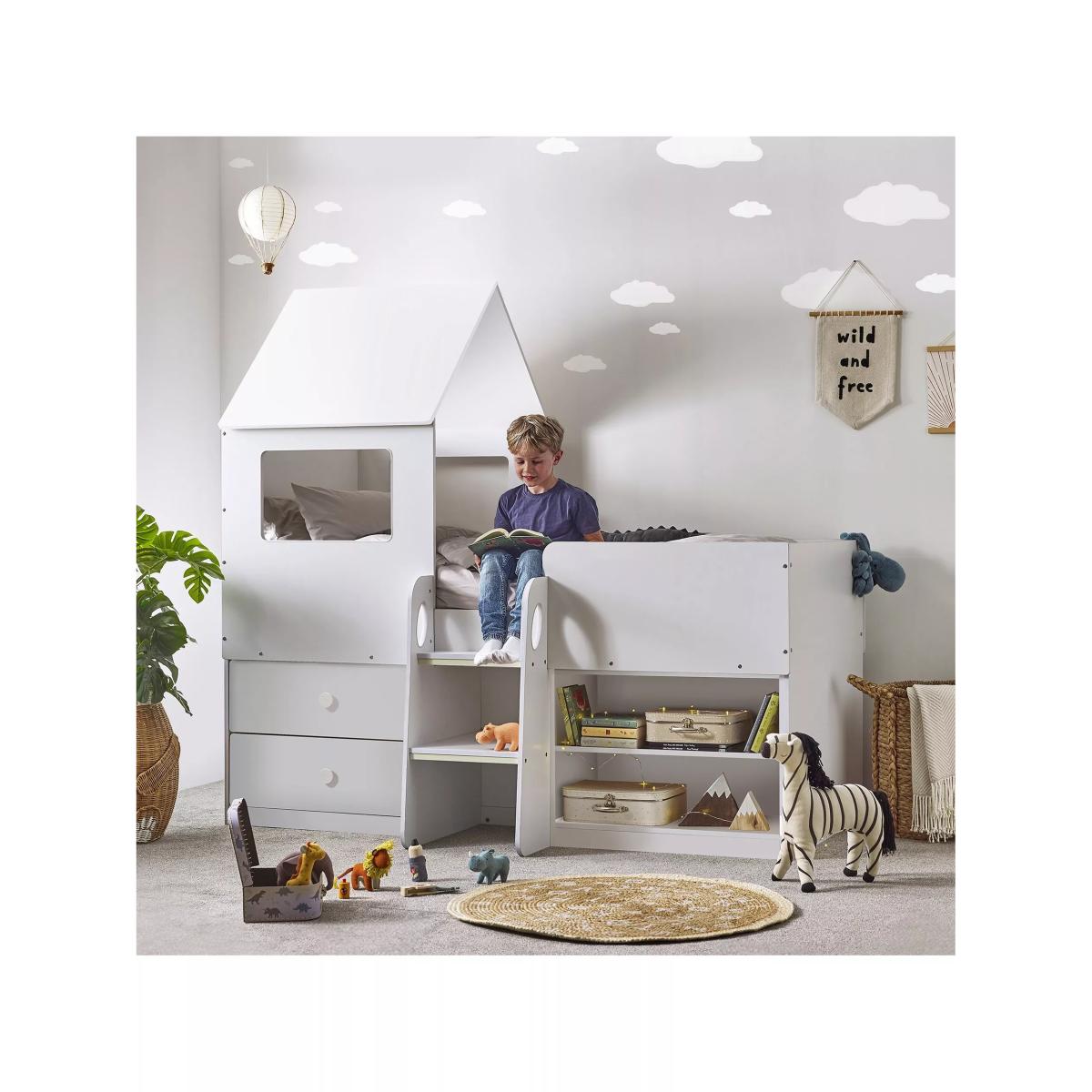 Julian Bowen Orpheus Mid-Sleeper Bed Frame, Pale Woodgrain/White – image 2