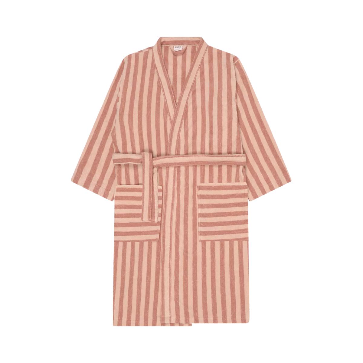 Piglet in Bed Pembroke Stripe Cotton Robe, Sandshell – image 3