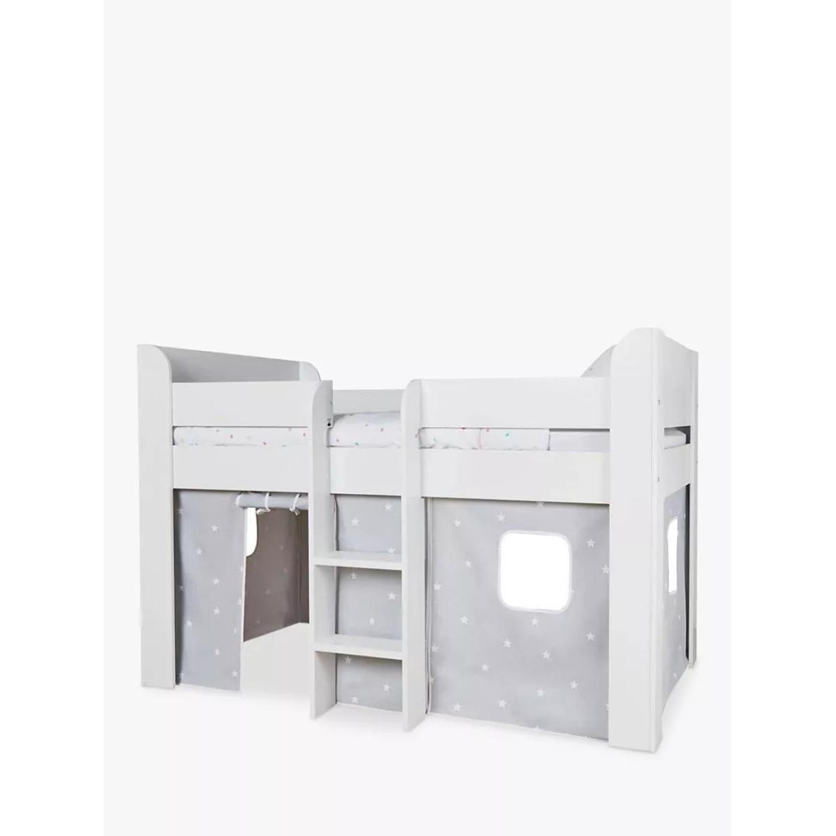 Great Little Trading Co Paddington Mid Sleeper Bed Frame with Stardust Bed Curtain, White/Grey – image 2