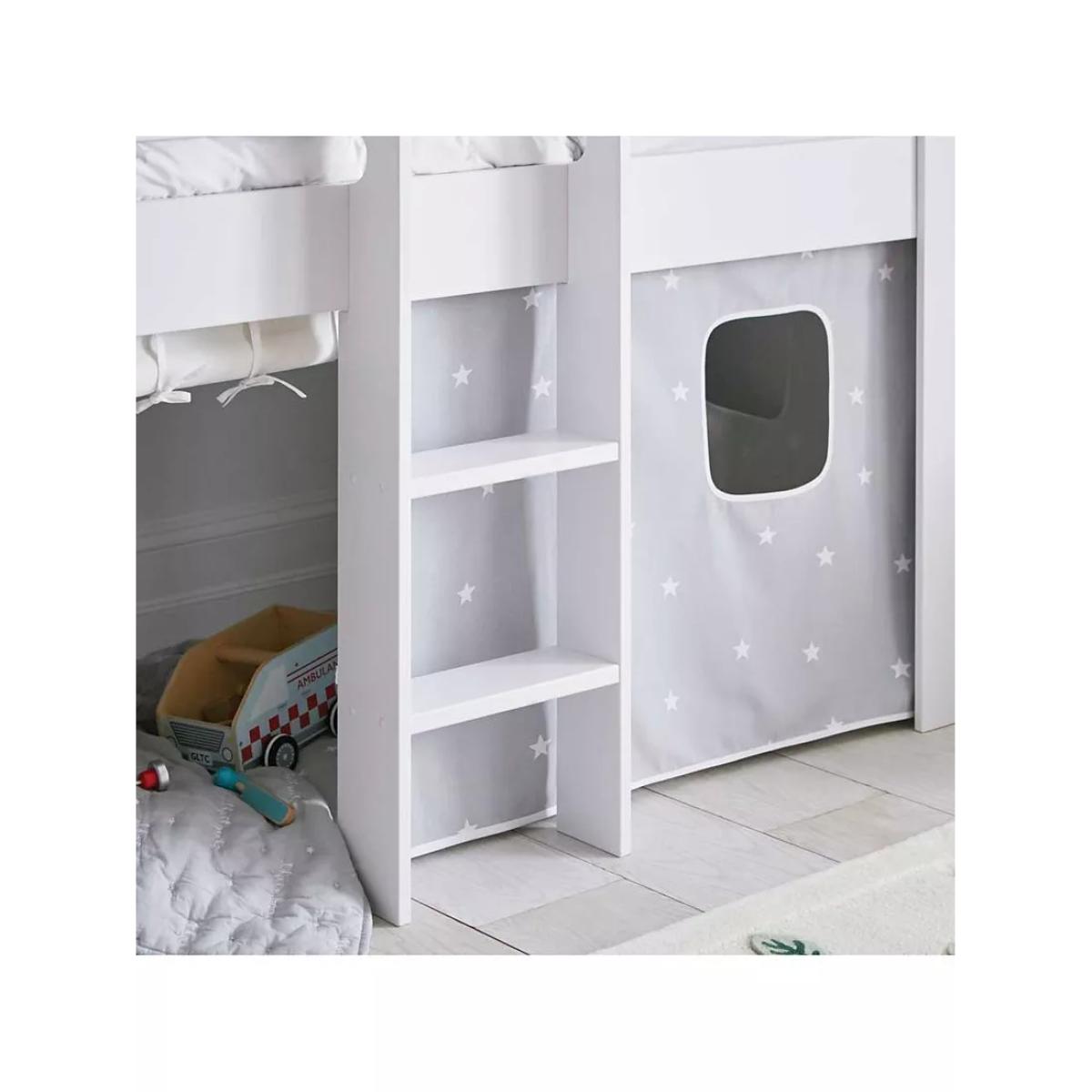 Great Little Trading Co Paddington Mid Sleeper Bed Frame with Stardust Bed Curtain, White/Grey – image 4