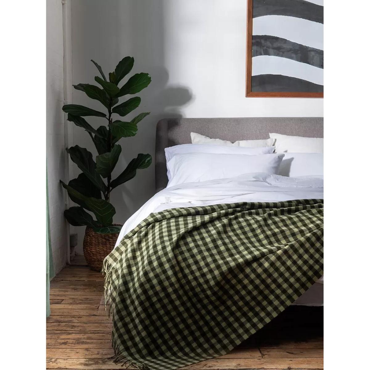 Piglet in Bed Gingham Wool Blanket – image 2