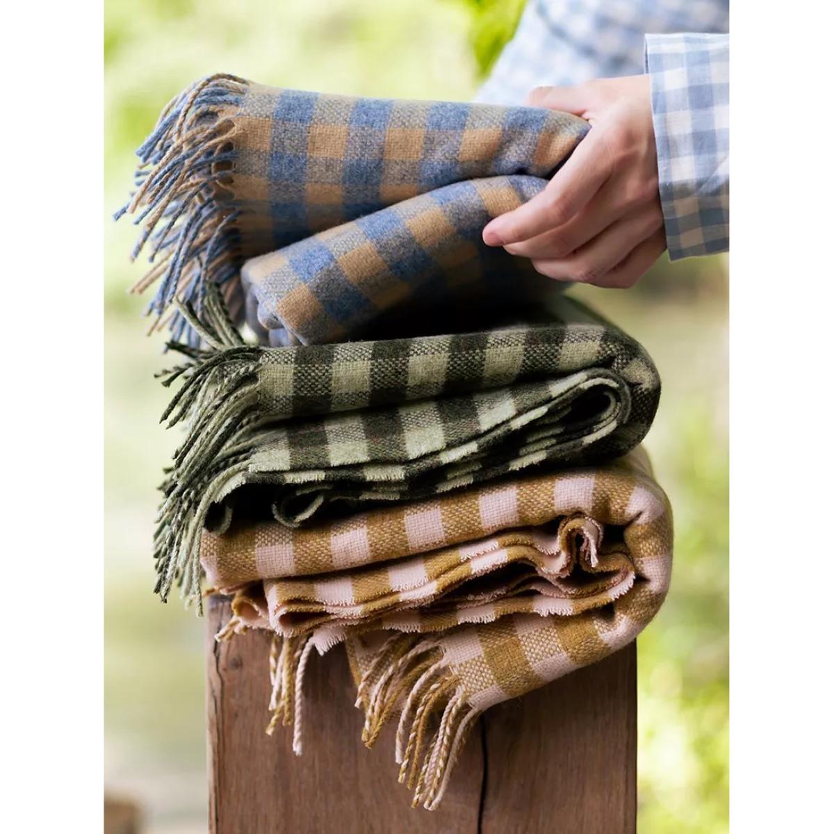 Piglet in Bed Gingham Wool Blanket – image 8