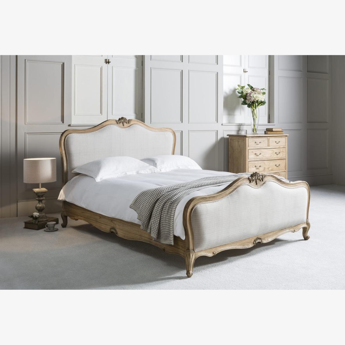 Chic Linen Upholstered King Size Bed