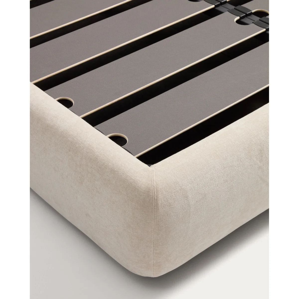 Nerla bed with removable covers and ottoman bed base in beige chenille for a 160 x 200 cm mattress – image 11