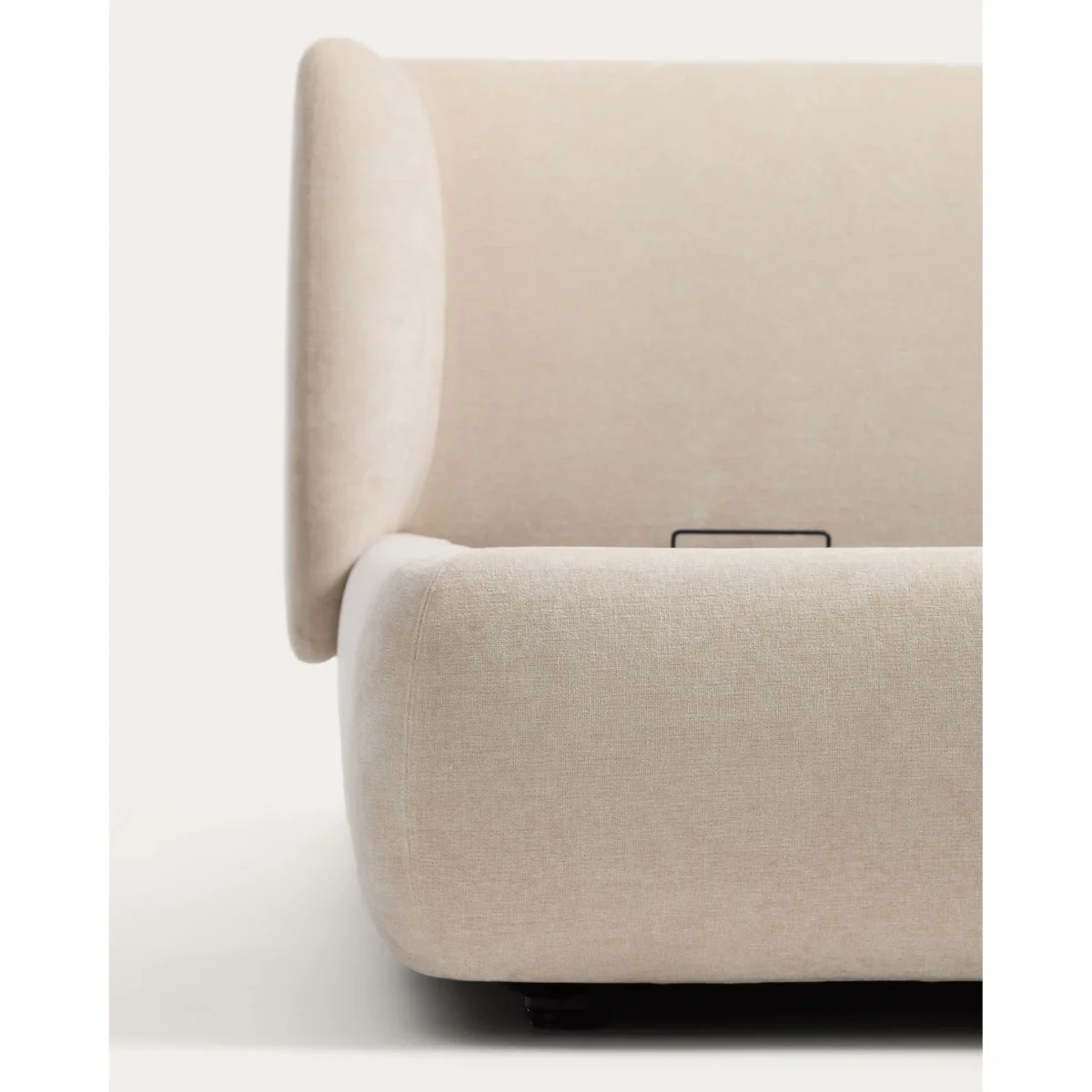 Nerla bed with removable covers and ottoman bed base in beige chenille for a 160 x 200 cm mattress – image 3