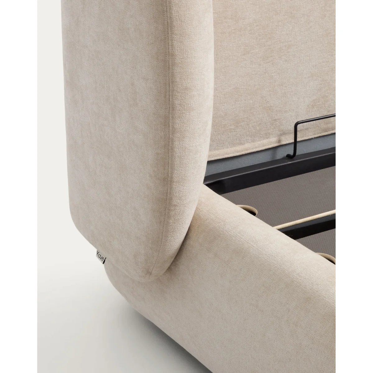 Nerla bed with removable covers and ottoman bed base in beige chenille for a 160 x 200 cm mattress – image 5