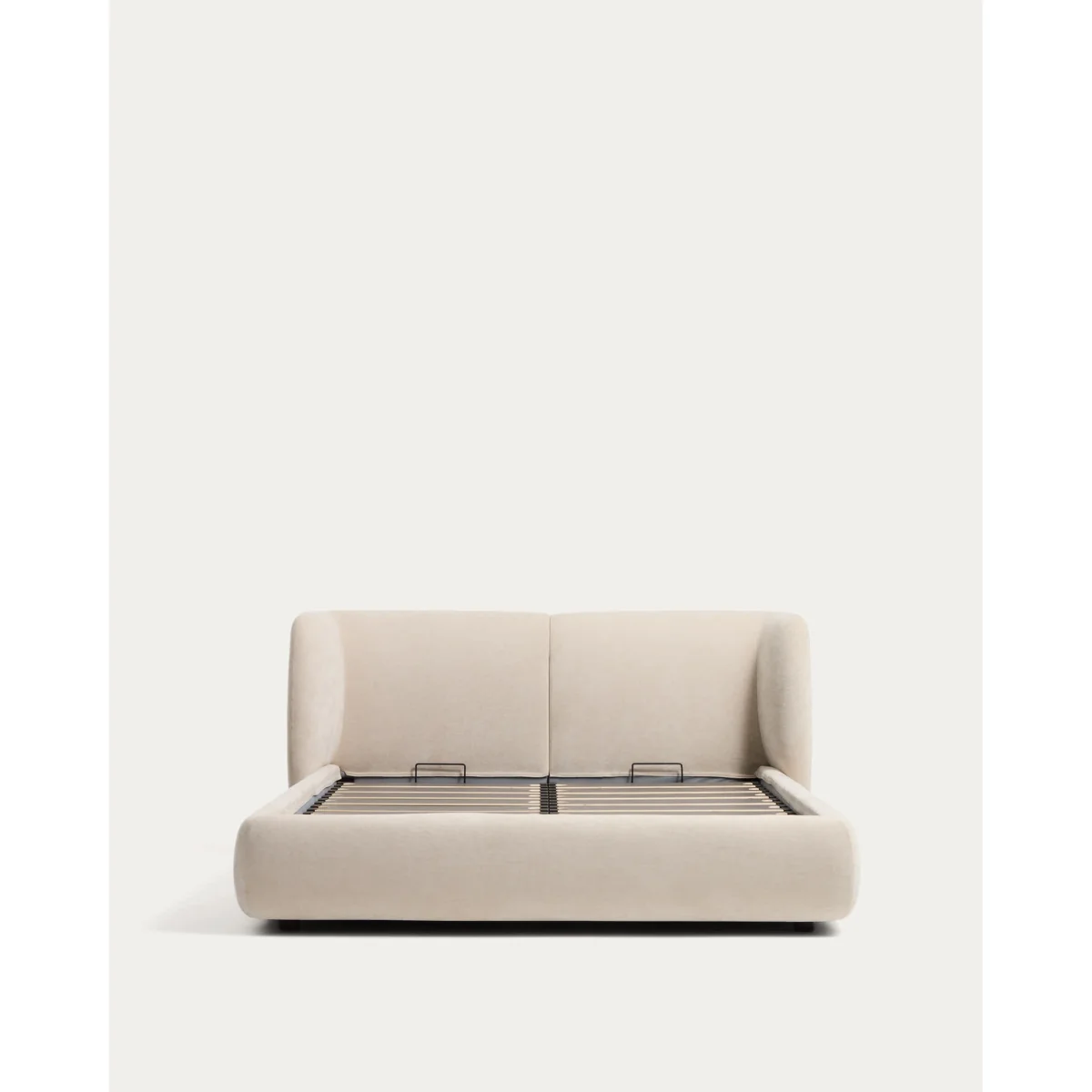 Nerla bed with removable covers and ottoman bed base in beige chenille for a 160 x 200 cm mattress – image 10