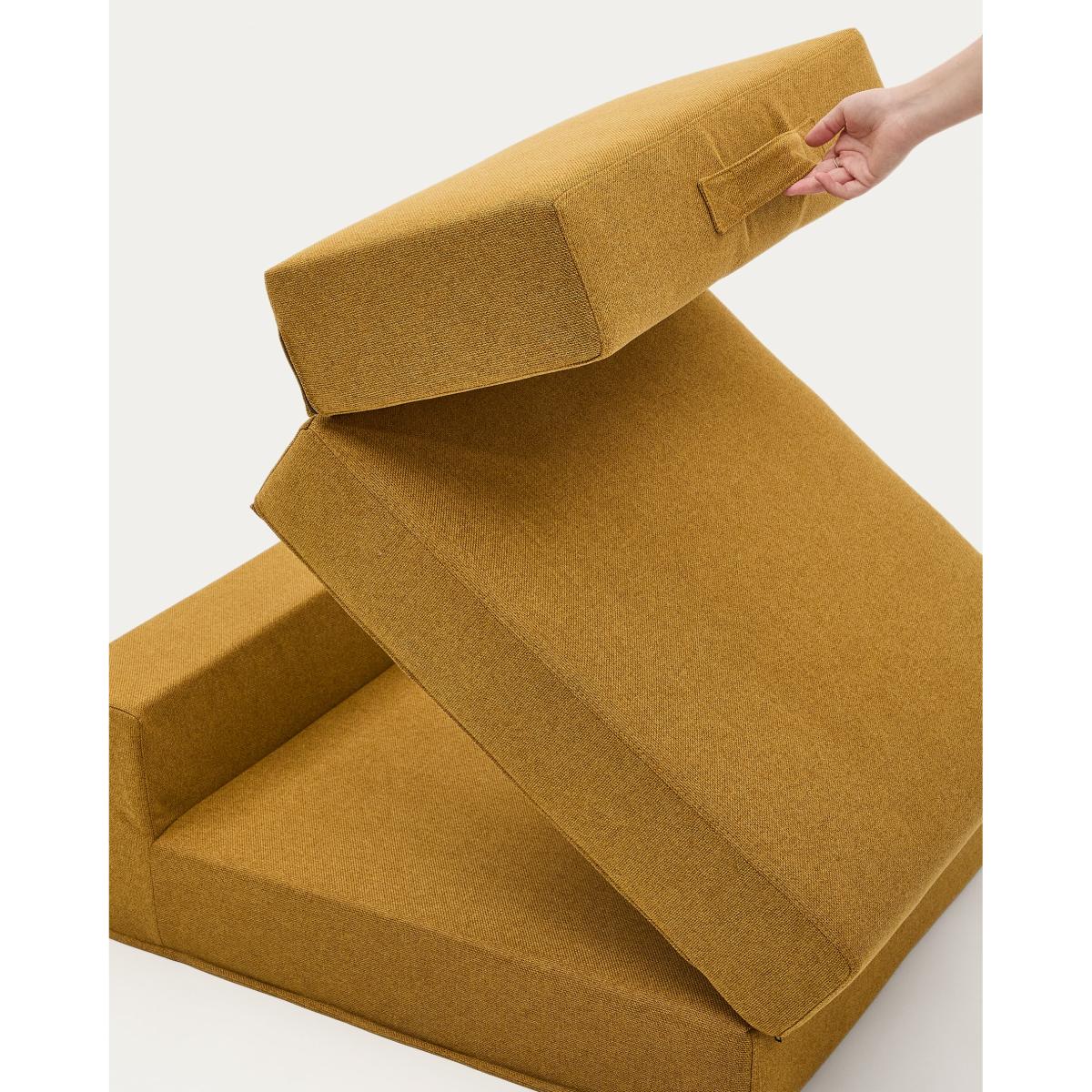 Arty mustard -coloured, convertible pouffe/bed 70 x 89 (200) cm – image 3
