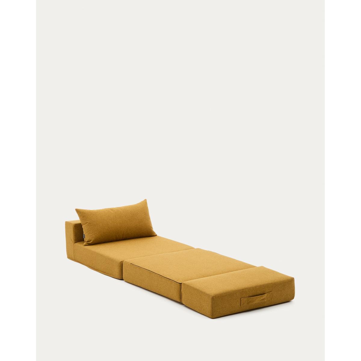 Arty mustard -coloured, convertible pouffe/bed 70 x 89 (200) cm – image 4