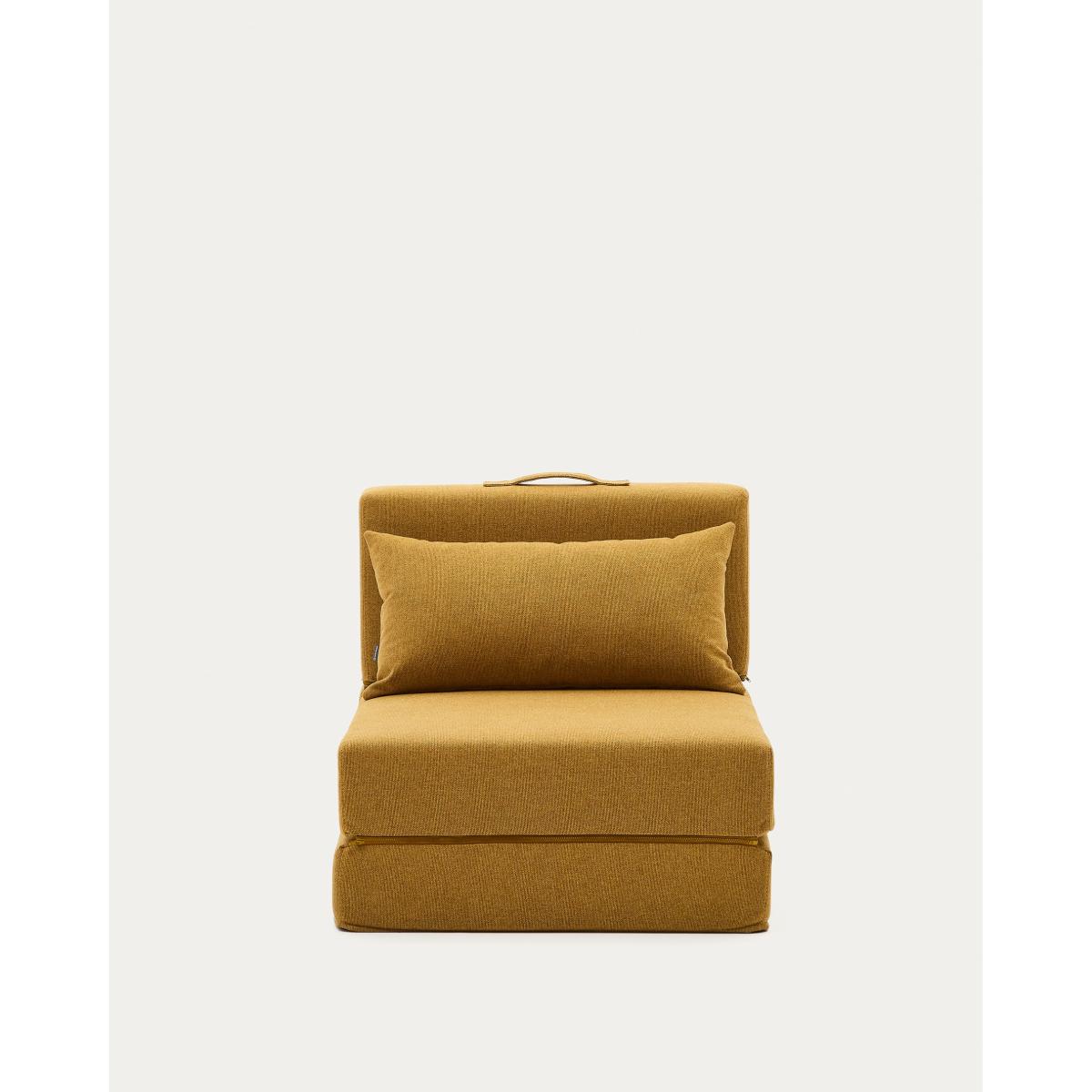 Arty mustard -coloured, convertible pouffe/bed 70 x 89 (200) cm – image 9
