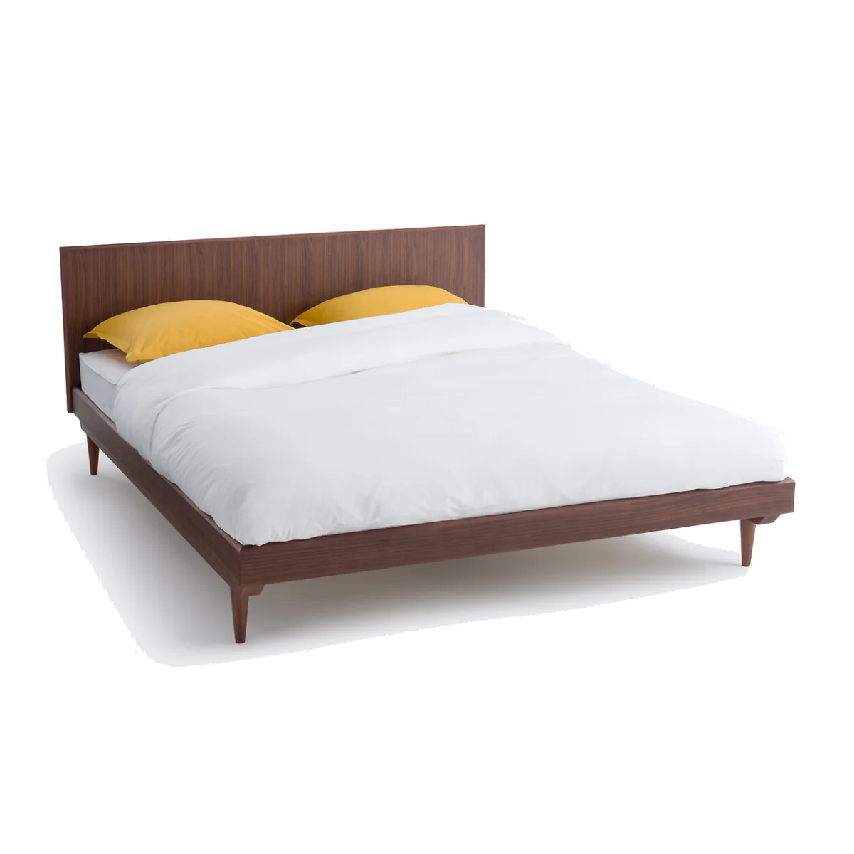 Quilda Walnut/Walnut Veneer Bed + Bed Base – image 1
