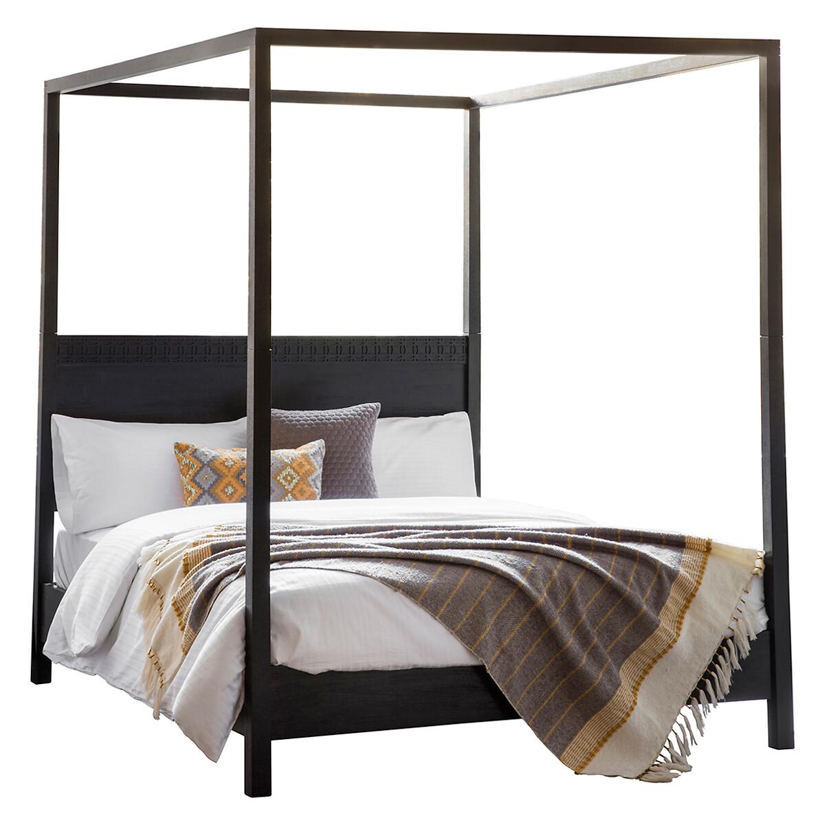 Barauni Boho Carved Wood Canopy Bed – image 2