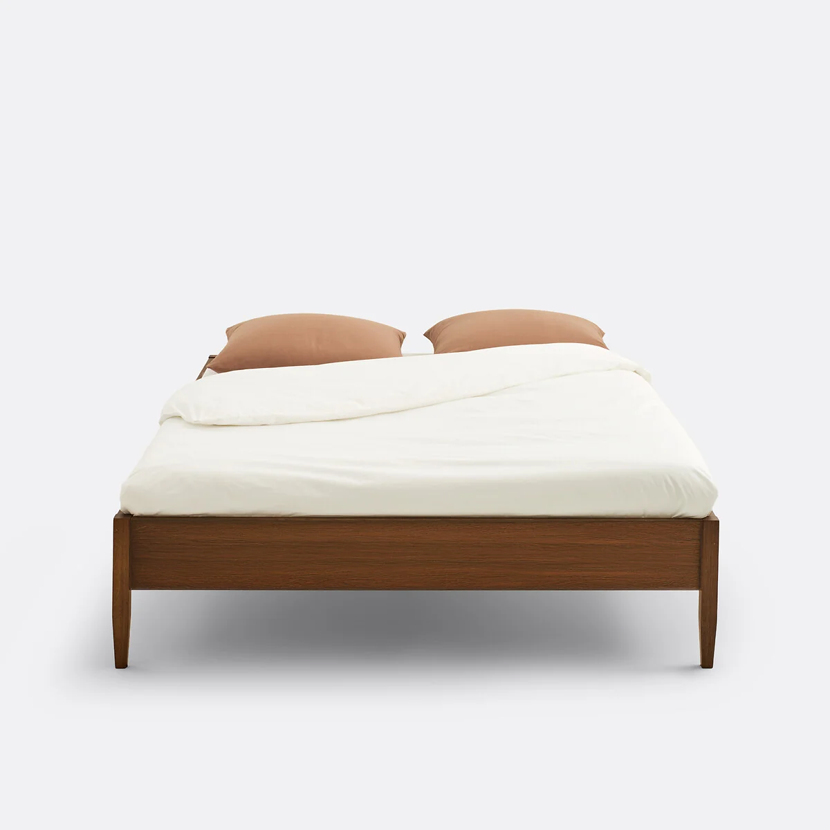 Madara Solid Oak and Walnut-Stained Veneer Bed with Bed Base – image 2