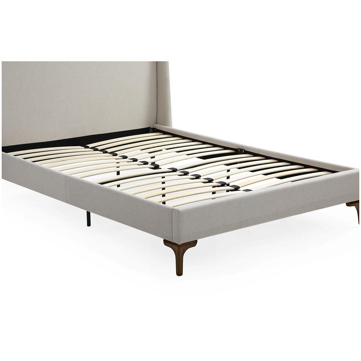 Austin Winged Herringbone Bed with Walnut Legs – image 5