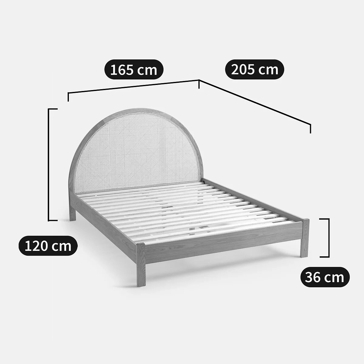 Homi Bed with Bed Base and Canework Headboard – image 7