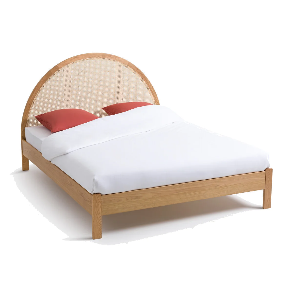 Homi Bed with Bed Base and Canework Headboard – image 1