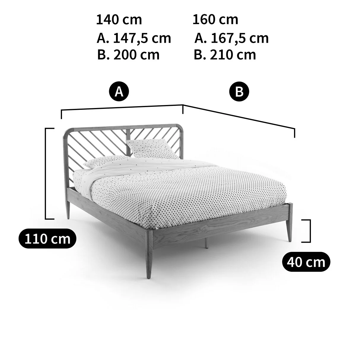Anda Bed with Bed Base in Solid Oak and Oak Veneer – image 5