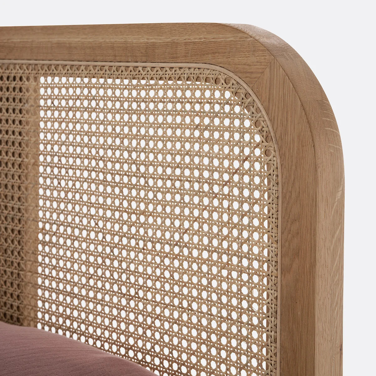 Madara Oak Veneer Rattan Cane Bed with Headboard and Bed Base – image 5