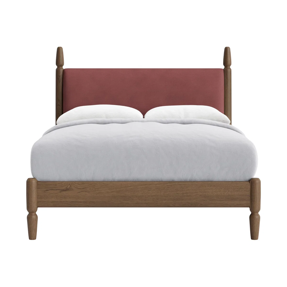 Double Pippi Bed in Dark Oak in Berry Jelly Clever Cotton – image 1