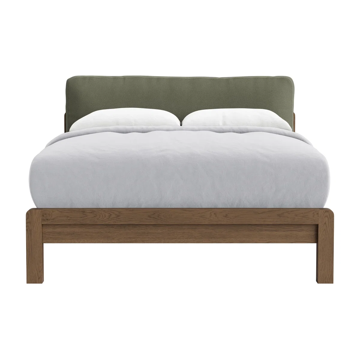 Slumberbatch Bed, Double (Sage Sprig Clever Slubby Cotton, Dark Oak) – image 1