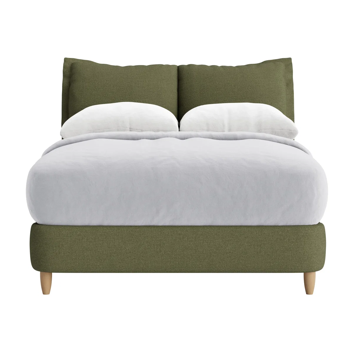 Beddy-Byes Bed, Double (Green Plumage Clever Slubby Linen) – image 1